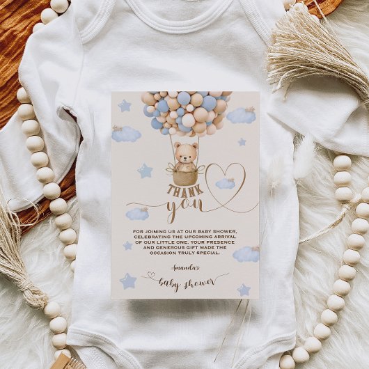ベアバルーン心待ち少年シャワーありがとう サンキューカード