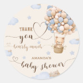 ベアバルーン心待ち少年シャワーありがとう ラウンドシール (正面)