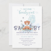 ベアバルーン心待ち少年ベイビーシャワー 招待状 (正面)