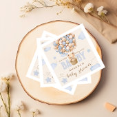 ベアバルーン心待ち男の赤ちゃんシャワー スタンダードカクテルナプキン