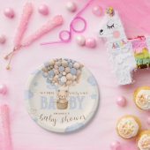 ベアバルーン心待ち男の赤ちゃんシャワー ペーパープレート (パーティー)