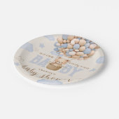 ベアバルーン心待ち男の赤ちゃんシャワー ペーパープレート (アングル)