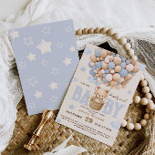 ベアバルーン心待ち男の赤ちゃんシャワー 招待状