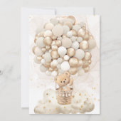 ベアバルーン心待ち金ゴールドニュートラルベビーシャワー 招待状 (裏面)