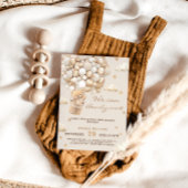 ベアバルーン心待ち金ゴールドニュートラルベビーシャワー 招待状