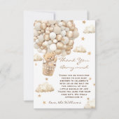 ベアバルーン心待ち金ゴールドベビーシャワー サンキューカード (正面)