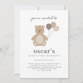 ベアバルーン最初の誕生日招待状 招待状 (正面)