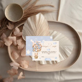 ベアバルーン男の赤ちゃんシャワーおむつラッフルカード エンクロージャーカード