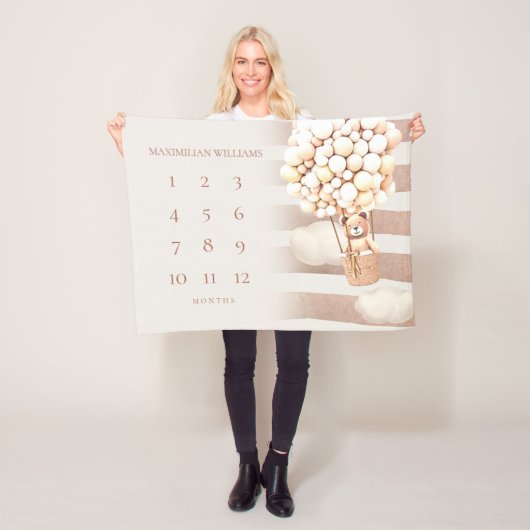 ベアバルーン男女兼用マイルストーンベビーブランク フリースブランケット (インサイチュ)