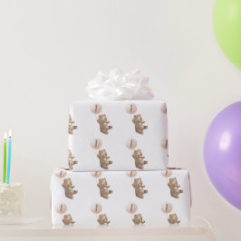 ベアバルーン誕生日包装紙 ラッピングペーパー