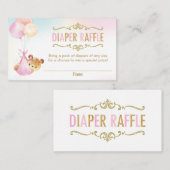 ベアバルーン赤ちゃんシャワーおむつラッフルチケット エンクロージャーカード (正面/裏面)