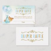 ベアバルーン赤ちゃんシャワーおむつラッフルチケット エンクロージャーカード (正面/裏面)