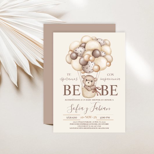 ベアバルーン赤ちゃんシャワースペインの招待状 招待状