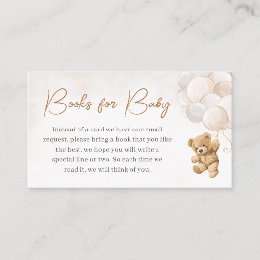 ベアバルーン赤ちゃんシャワーベビー エンクロージャーカード (正面)