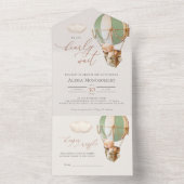 ベアバルーン赤ちゃんシャワー全て一つの招待状 オールインワン招待状 (内側)