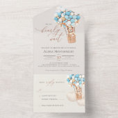 ベアバルーン赤ちゃんシャワー全て一つの招待状 オールインワン招待状 (内側)