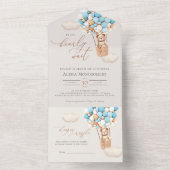 ベアバルーン赤ちゃんシャワー全て一つの招待状 オールインワン招待状 (内側)