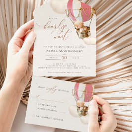 ベアバルーン赤ちゃんシャワー全て一つの招待状 オールインワン招待状