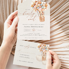 ベアバルーン赤ちゃんシャワー全て一つの招待状 オールインワン招待状