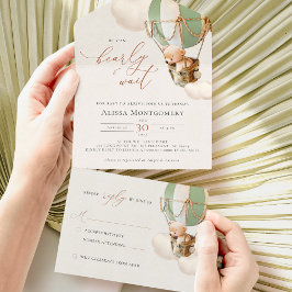 ベアバルーン赤ちゃんシャワー全て一つの招待状 オールインワン招待状