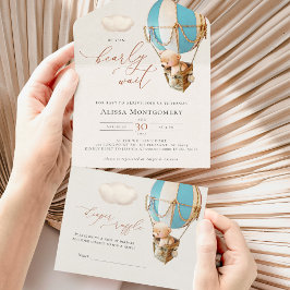 ベアバルーン赤ちゃんシャワー全て一つの招待状 オールインワン招待状