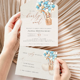 ベアバルーン赤ちゃんシャワー全て一つの招待状 オールインワン招待状