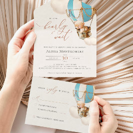 ベアバルーン赤ちゃんシャワー全て一つの招待状 オールインワン招待状