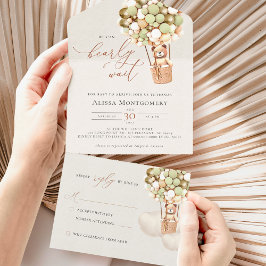 ベアバルーン赤ちゃんシャワー全て一つの招待状 オールインワン招待状