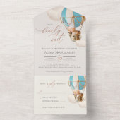 ベアバルーン赤ちゃんシャワー全て一つの招待状 オールインワン招待状 (内側)