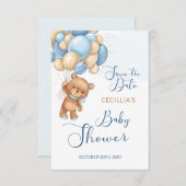 ベアバルーン赤ちゃんシャワー日付を保存 (正面/裏面)