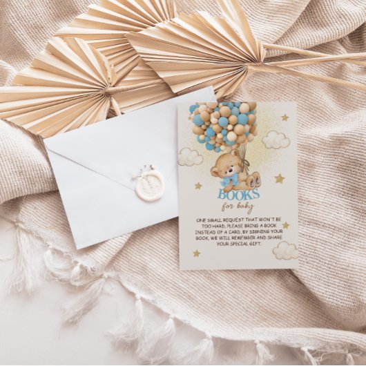 ベアバルーン赤ちゃんシャワー用ブルーブック エンクロージャーカード