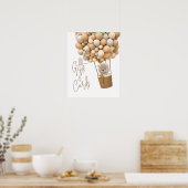 ベアバルーン赤モダンちゃんシャワーのギフトとカード ポスター (キッチン)