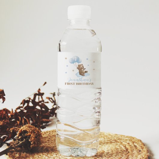 ベアバルーン1stバースデーウォーターボトルラベル ペットボトルラベル