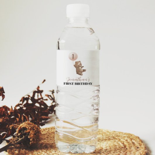 ベアバルーン1stバースデーウォーターボトルラベル ペットボトルラベル