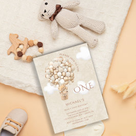 ベアバルーン1st誕生日招待状 招待状