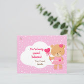 ベアバレンタインカードキッズ（女の子はピンク） シーズンポストカード (スタンド正面)