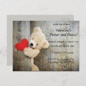 ベアバレンタインデーハートカード招待状 インビテーションポストカード (正面/裏面)