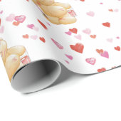 ベアバレンタインデーラッピング紙 ラッピングペーパー (ロールコーナー)