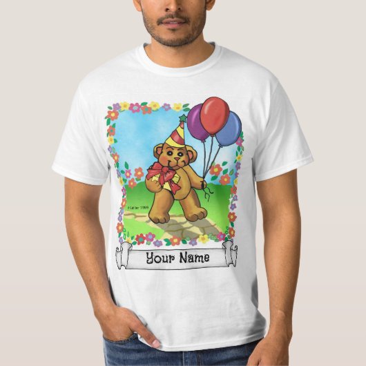 ベアバースデーパーティカスタム誕生日Tシャツ Tシャツ (正面)