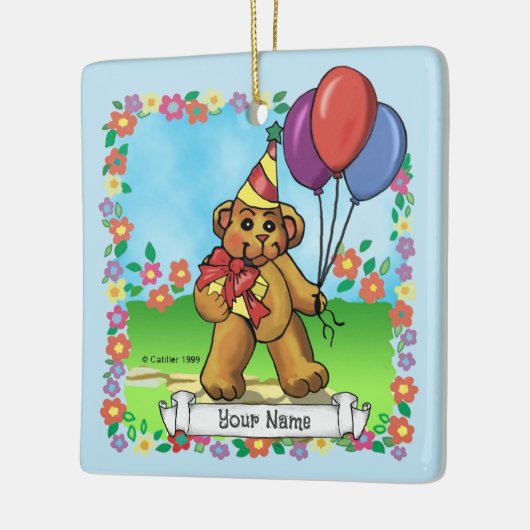 ベアバースデーパーティーカスタムオーナメント セラミックオーナメント (左)