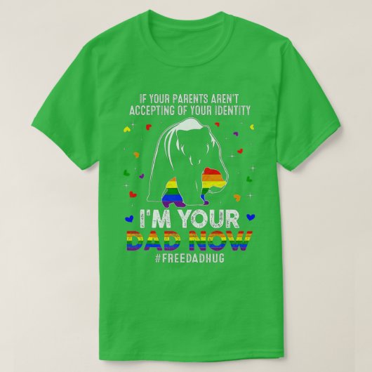 ベアパパフリーパパハグLGBTゲイトランスジェンダープライド Tシャツ (デザイン正面)