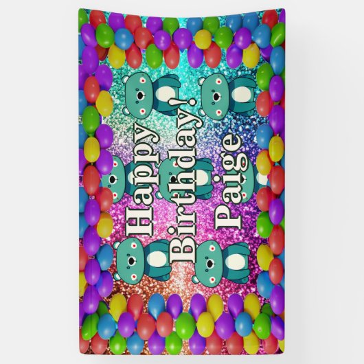 ベアパーソナライズされたキャラクター誕生日バナー 横断幕 (縦)