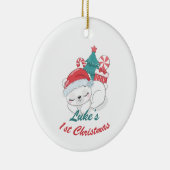 ベアパーソナライズされたベビー第1回クリスマス写真 セラミックオーナメント (右)