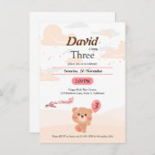 ベアパーソナライズされた誕生日招待状子供へ 招待状 (正面/裏面)