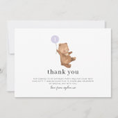 ベアパープルバルーンサンキューカード 招待状 (正面)