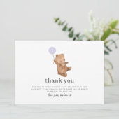 ベアパープルバルーンサンキューカード 招待状 (スタンド正面)