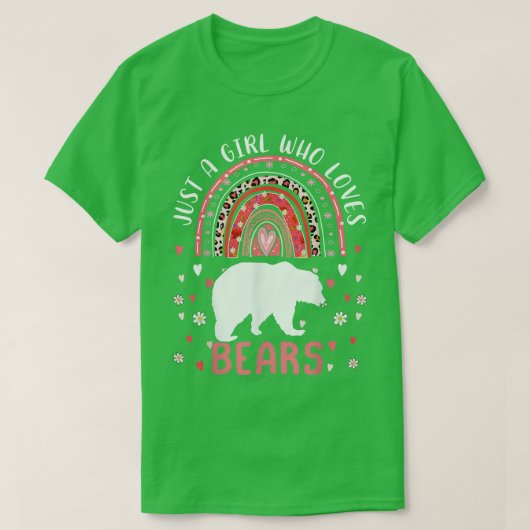 ベアヒョウが大好きな少女のかわいい虹 Tシャツ (デザイン正面)