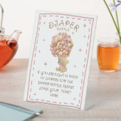 ベアピンクの風船が待ち待ちオムツラッフルサイン 台座サイン (インサイチュ)