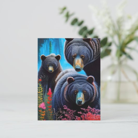 ベアファミリーのコラージュ ポストカード (スタンド正面)