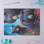 ベアファミリーのコラージュ 薄葉紙 (クラフト)